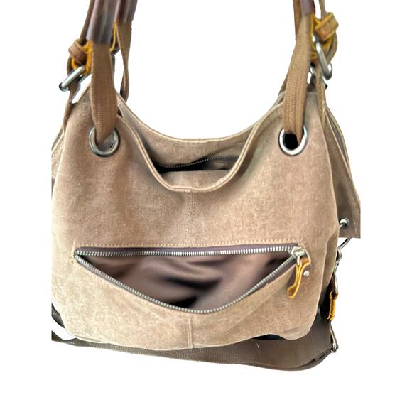 Wonder Youth Oversized brown Canvas Women’s Shoulder Bag - Picture 3 of 15